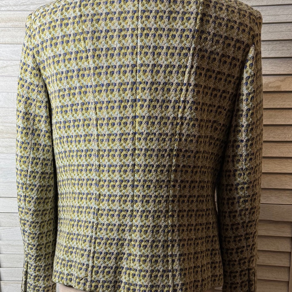 Talbots Tweed Blazer Jacket Green Blue Size 10P Classic Career Chic Textured - Picture 10 of 16